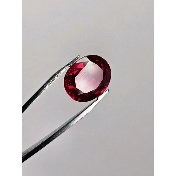Lab-Grown Ruby Gemstone 8.76 ctw Loose High Quality Synthetic Faceted Oval Ruby - Picture 3 of 8